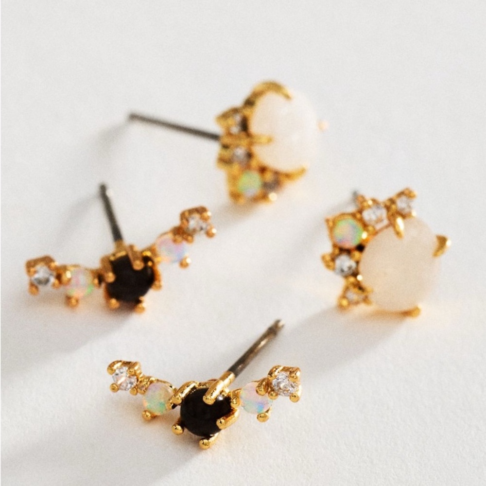 NWT Anthropologie Petite Crystal Post Earrings, Set of 2 in White